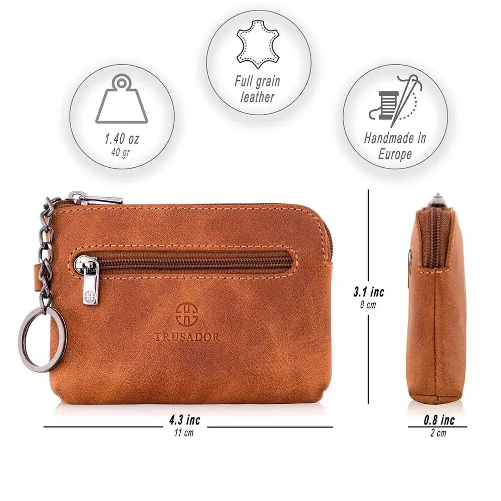 Trusador- Milano Leather Wallet Pouch Purse Zipper Change Bag
